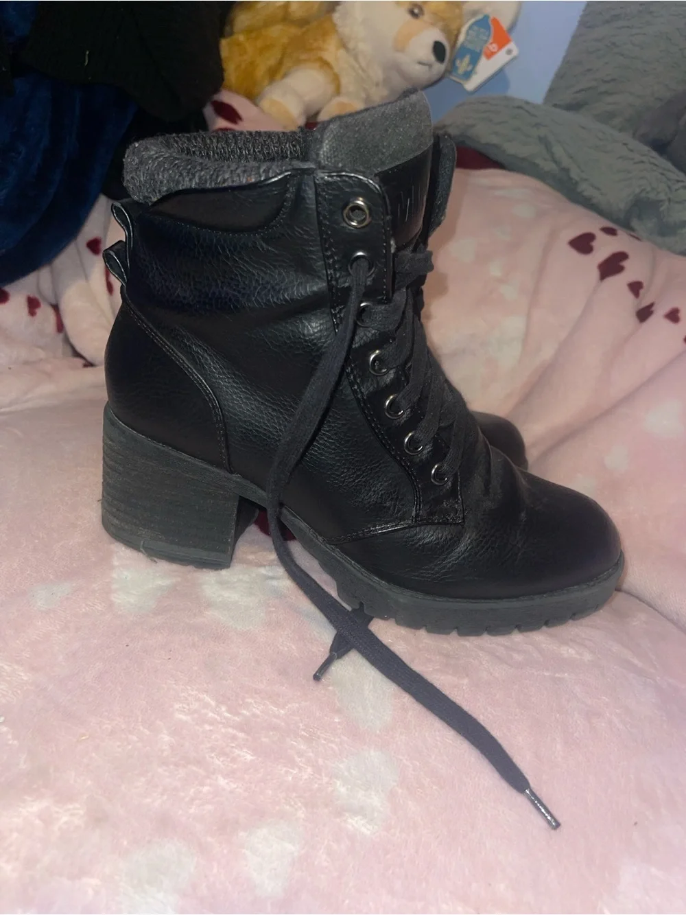 MIA Black Women's Ankle Booties Lace-Up Combat Style